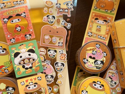貓牌鹽汽水 【好吃大頭貼】【咖啡屋】可愛古早韓系模切貼紙卷