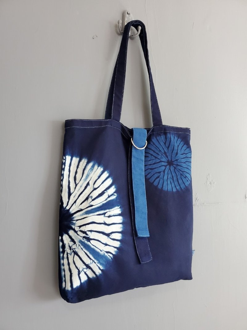 Aizen-Karamatsu Fireworks Large Gift Bag (including straps) - Handbags & Totes - Cotton & Hemp Blue