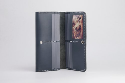 垂耳兔手工皮具 皮夾diy套裝 / 完成品 十二卡位 大容量牛皮長夾手拿包 客製刻字