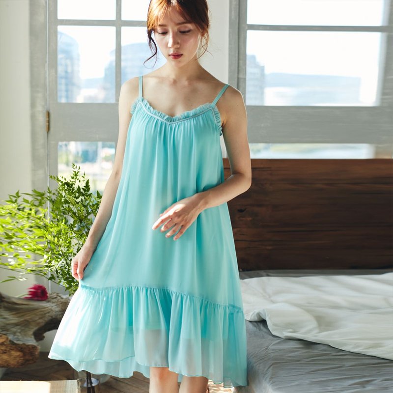 Chorlotte Sherlock Chiffon Umbrella Home Outing Dress Built-in No Steel Ring Cu - ชุดนอน/ชุดอยู่บ้าน - เส้นใยสังเคราะห์ 