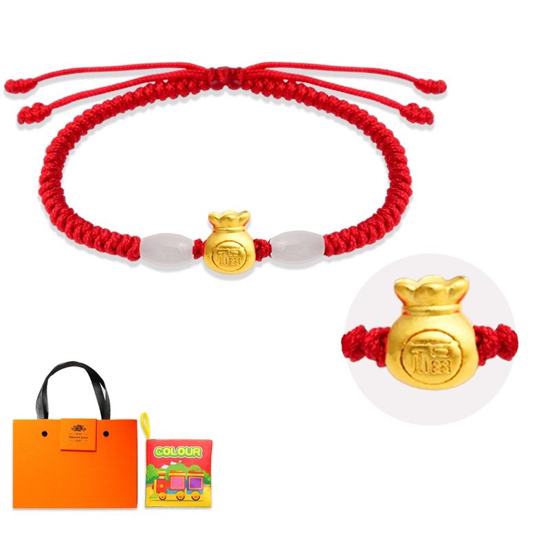 [Children's Painted Gold Jewelry] Gold gift bag full of red rope bracelet gift box weighs about 0.04 yuan - ของขวัญวันครบรอบ - ทอง 24 เค สีทอง