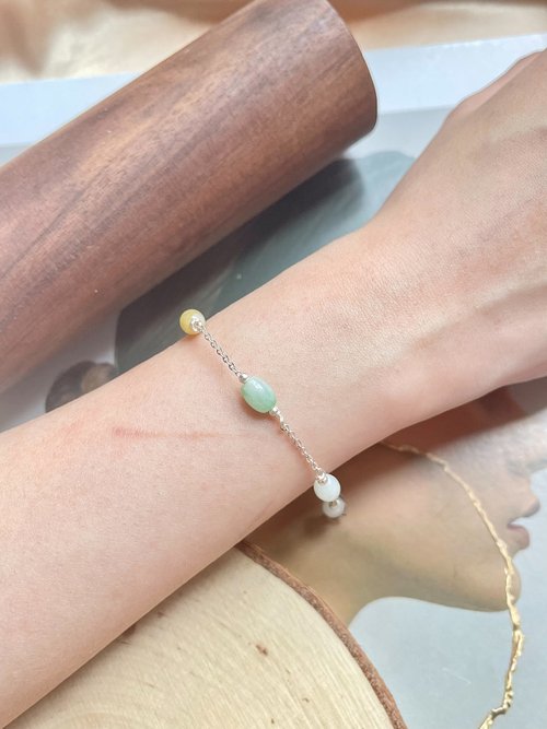 翡翠設計館 / 賞翠•玩翠 EXE Jewelry 多採米桶925銀手鍊 |天然緬甸翡翠
