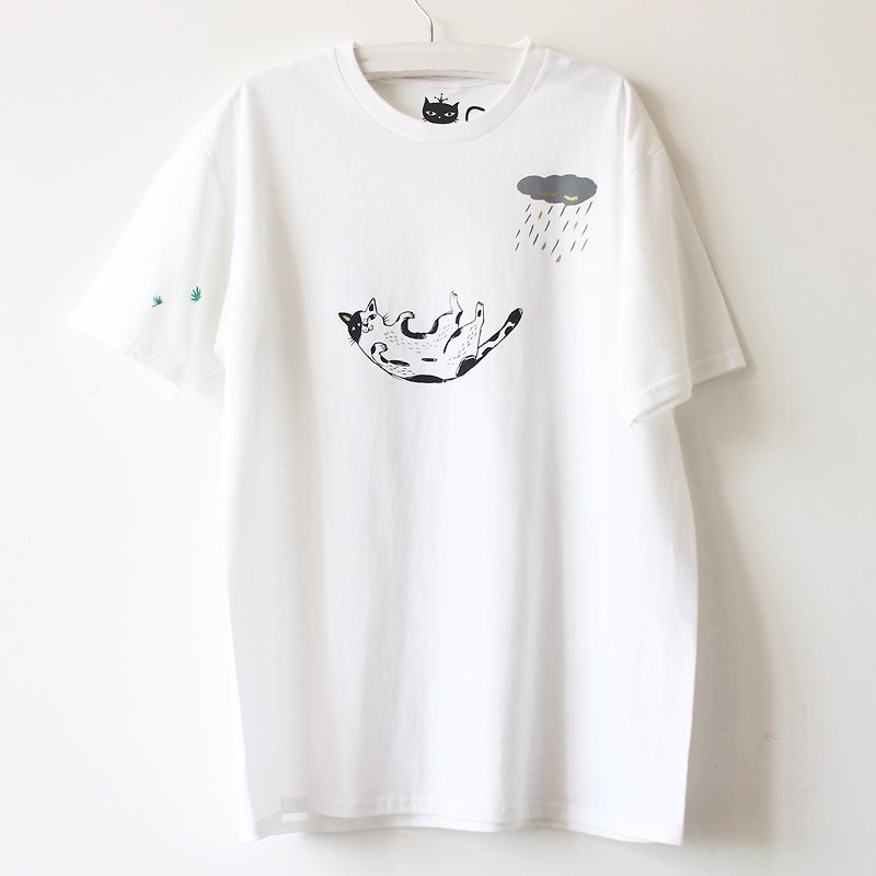 Tuxedo Cat Screen Print T shirt I Cat Lover - Women's T-Shirts - Cotton & Hemp White