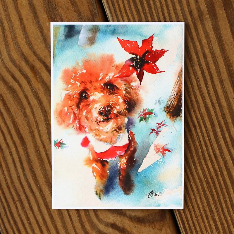 Watercolor painted baby boy series postcard - Christmas red - Cards & Postcards - Paper Red