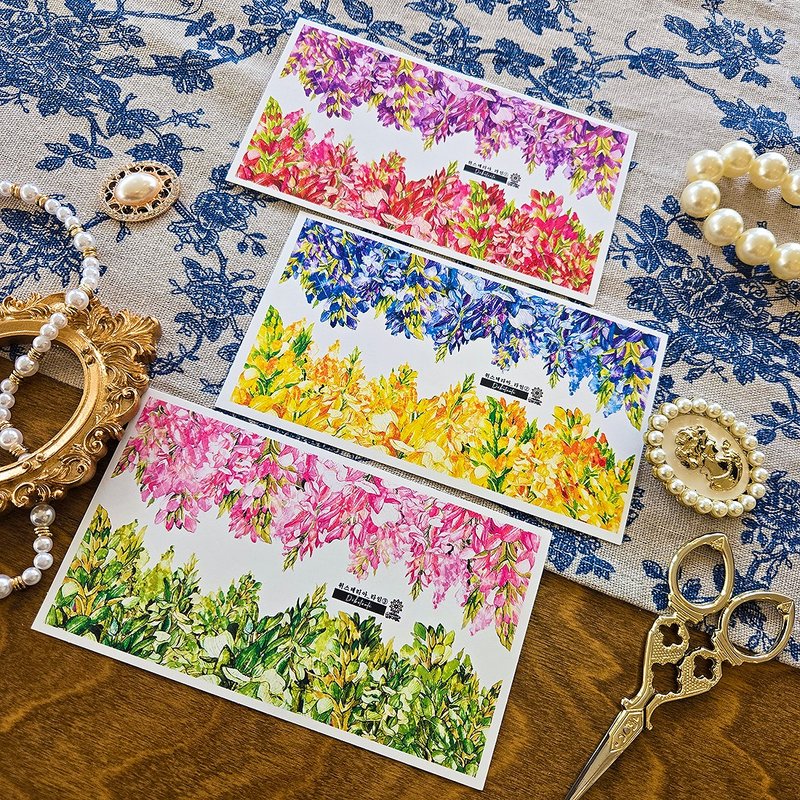 Wisteria Flower Line Stickers (3colors) - 貼紙 - 紙 