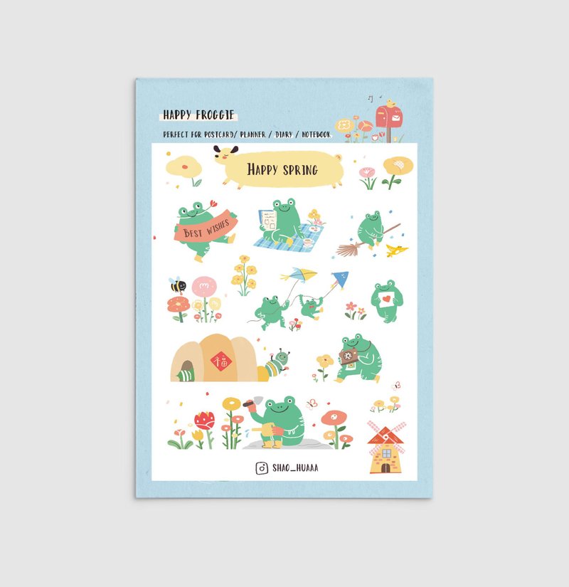 Happy froggie_spring_washi sticker - Stickers - Paper 