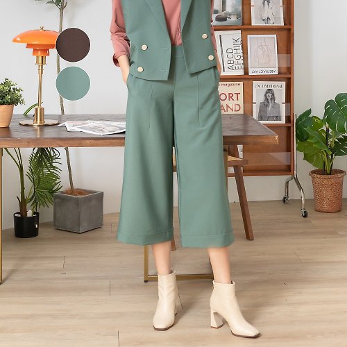 MEDUSA LADY 【MEDUSA】壓中線造型西裝寬褲裙-2色(M-XL) | 女褲子 女寬褲