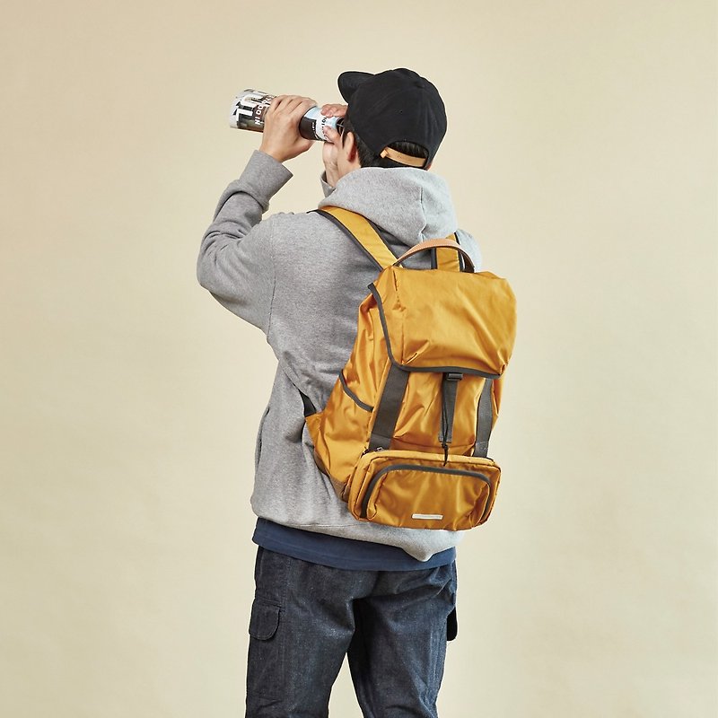 RAWROW-railway series -15 吋 dual-use backpack (hand / back) - mustard yellow - RBP610MU - Backpacks - Nylon Orange