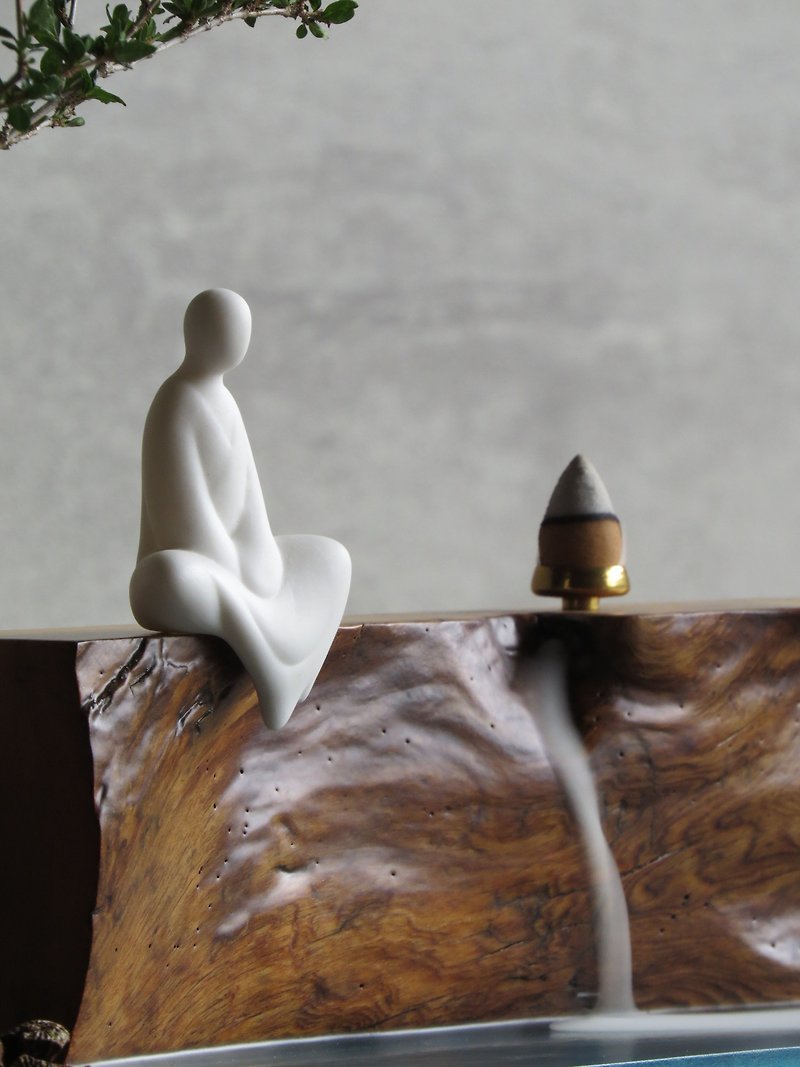 HO MOOD Nature Series - Handmade Backflow Incense Seat - Fragrances - Wood Brown