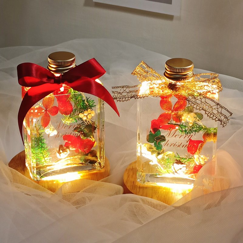 聖誕節禮物可客製・聖誕小花圈浮游花夜燈 - 燈具/燈飾 - 植物．花 多色
