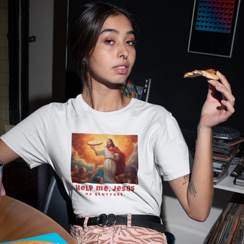 JESUS PIZZA unisex White t shirt - Women's T-Shirts - Cotton & Hemp White