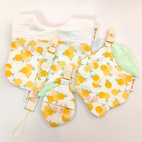 QQ rabbit 手工嬰幼兒精品 彌月禮盒 可繡名字。夏日小檸檬。手工訂製4件彌月組。可單買