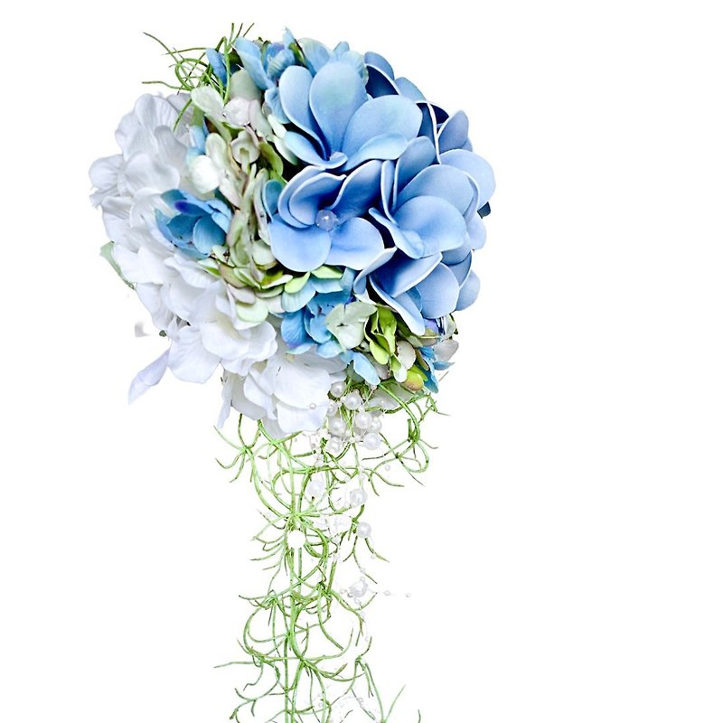 ช่อดอกไม้งานแต่ง บลูลีลาวดี บูเก้แต่งงาน บูตองเนียร์ บลูเพิร์ล ดอกไม้ประดิษฐ์ ดอ - ช่อดอกไม้แห้ง - วัสดุอื่นๆ สีน้ำเงิน