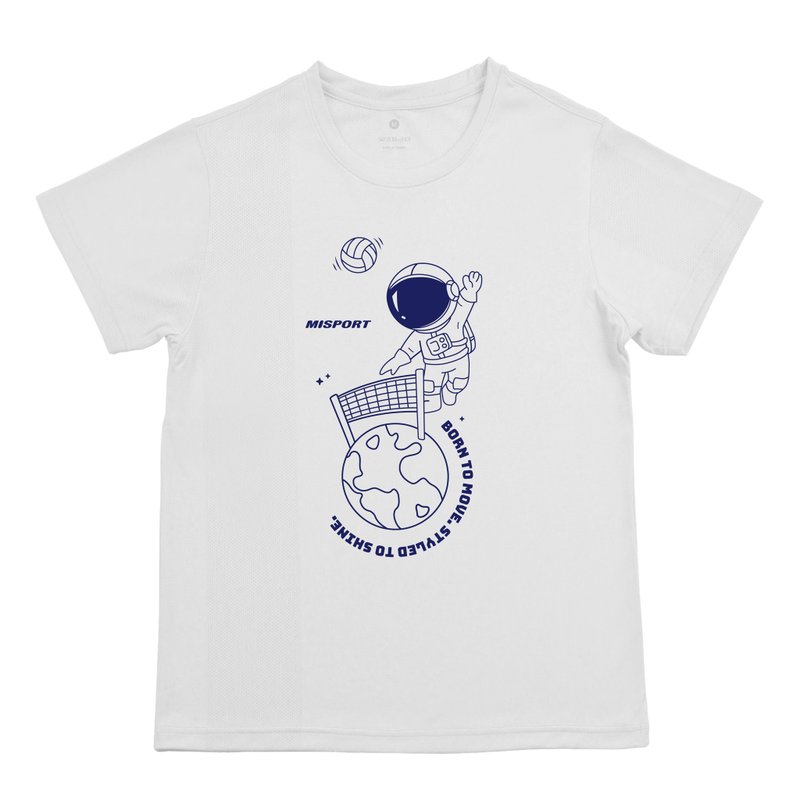 MIT專利呼吸衣-排球太空人(線條款) - 運動上衣/排汗衫 - 聚酯纖維 白色