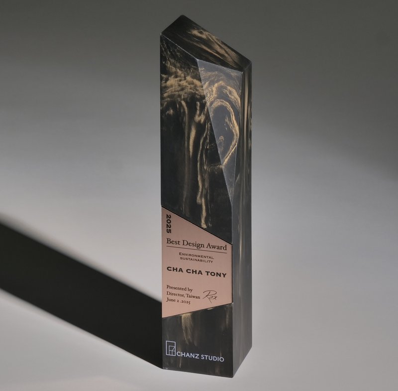 再生大理石。客製化獎盃。黑-25A1 - 擺飾/家飾品 - 石頭 黑色