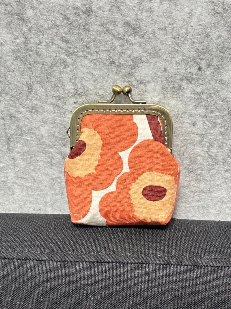 MBC handmade Marimekko 7cm square frame kiss lock bag loose paper bag orange blossom - Messenger Bags & Sling Bags - Cotton & Hemp Orange