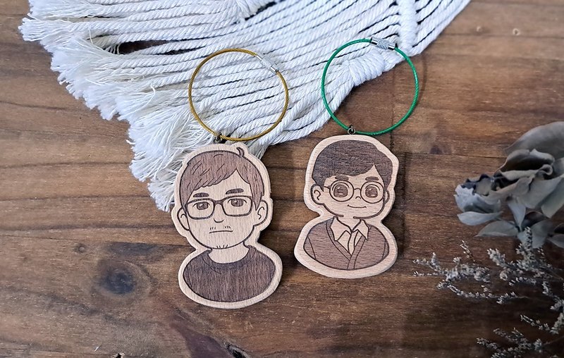 [Customized] Q version portrait - double-sided keychain // buckle pendant // safe shipping SOP - ที่ห้อยกุญแจ - ไม้ 