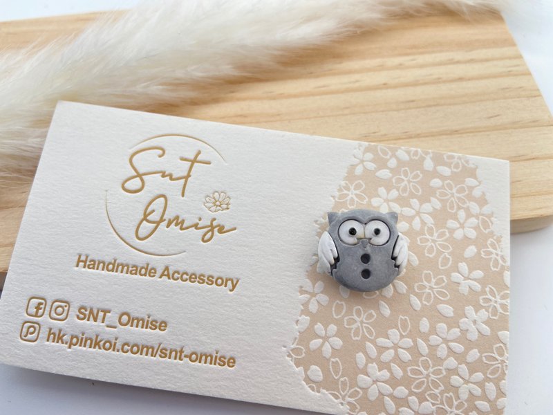 【Owl・Diffusion Stone Mask Buckle】Hong Kong Handmade/Diffuser Stone Jewelry/Mask Buckle/Owl - หน้ากาก - วัสดุอื่นๆ สีเทา