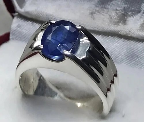 gemsjewelrings Natural 3.5 Carat Deep Blue Sapphire Mens Ring Sterling Silver 925 Handmade ring