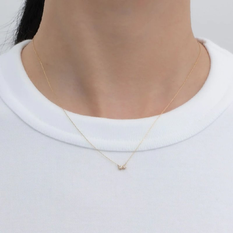 Japan MONATELIER | K10 (gold) natural diamond necklace [Many] - สร้อยคอ - เพชร สีทอง