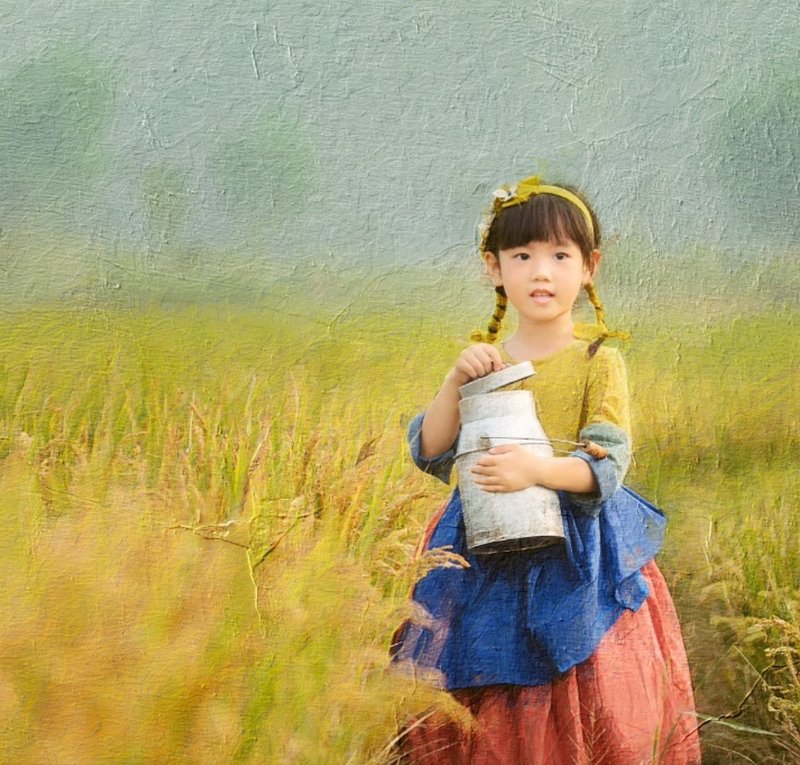 Xiyan ethnic style children's oil painting style photography performance costumes - เสื้อยืด - ผ้าฝ้าย/ผ้าลินิน หลากหลายสี