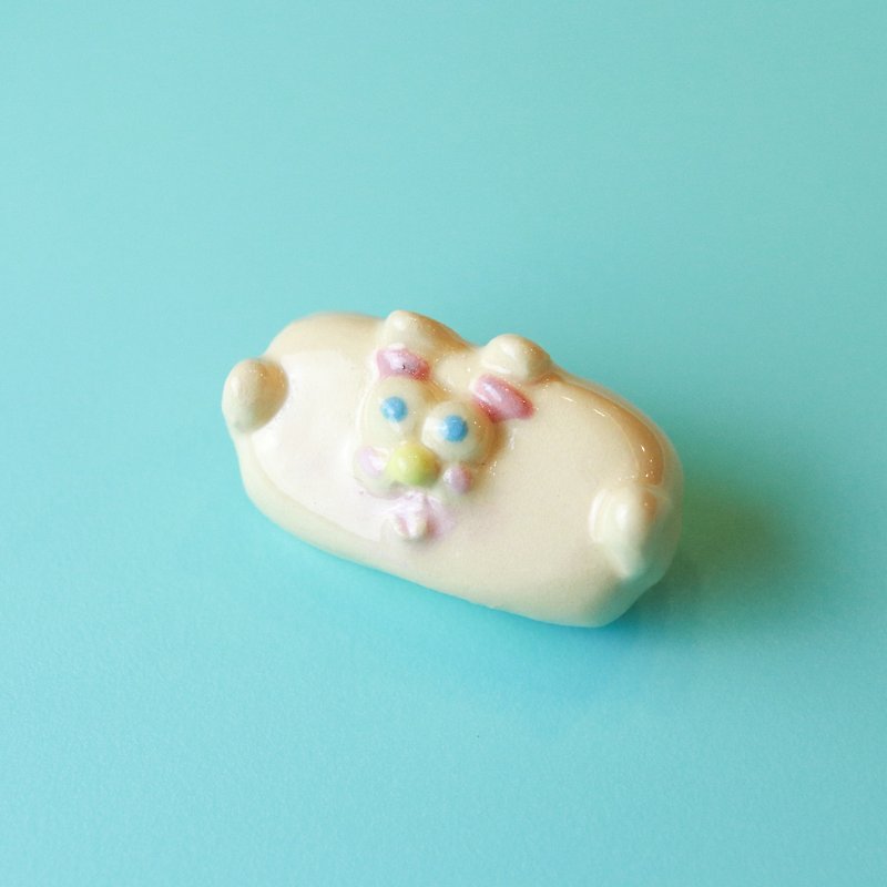 ㄉㄨㄞㄉㄨㄞ ceramic badge unique safety pin brooch badge badge jewelry cute pin kignjun - Brooches - Porcelain Pink