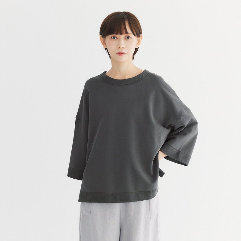 【Simply Yours】重磅毛巾布休閒上衣 灰F - 女上衣/長袖上衣 - 棉．麻 灰色
