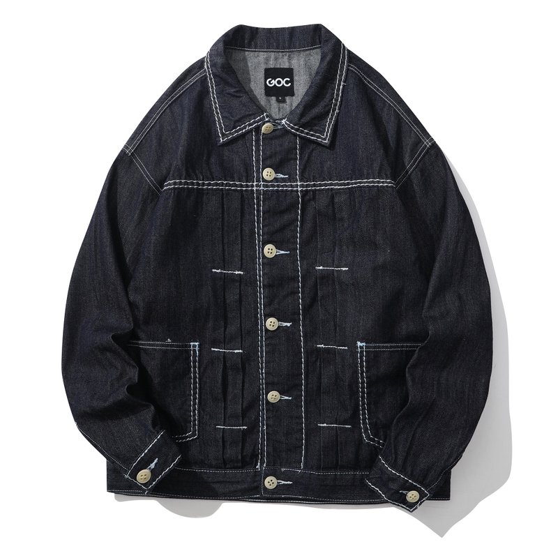 GOC Studio Daisy Denim Trucker Jacket - Men's Coats & Jackets - Cotton & Hemp Blue