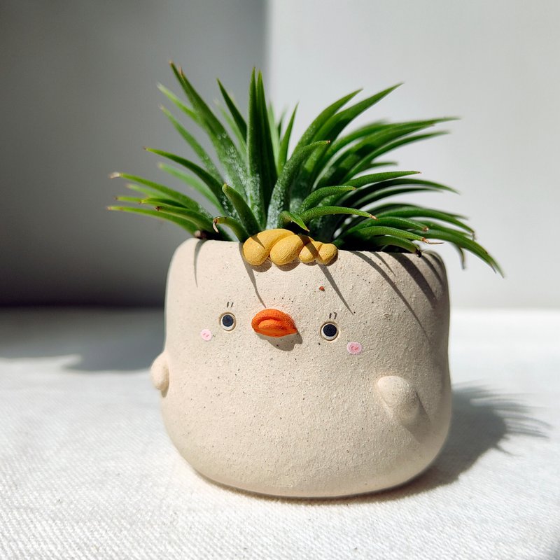 2.25 inch, cute duck planter. Handmade pot with drainage hole. - เซรามิก - ดินเผา 