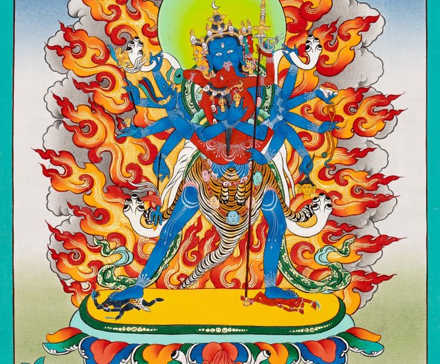 チャクラサンヴァラ瞑想のタンカ | チベットの手描きイダム神
