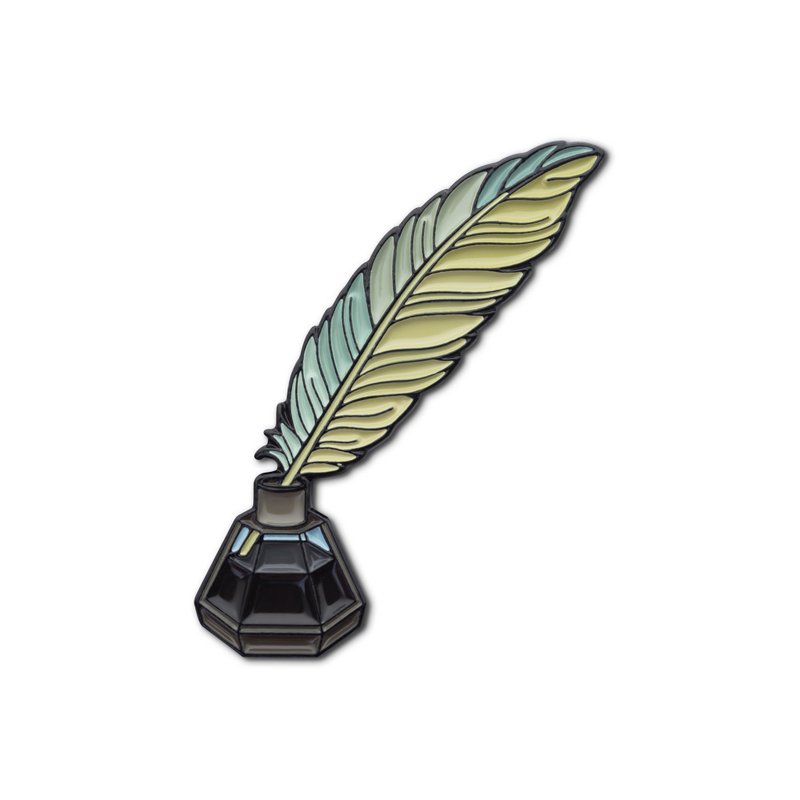 Enamel Pin Quill Feather & Ink - 徽章/別針 - 琺瑯 多色