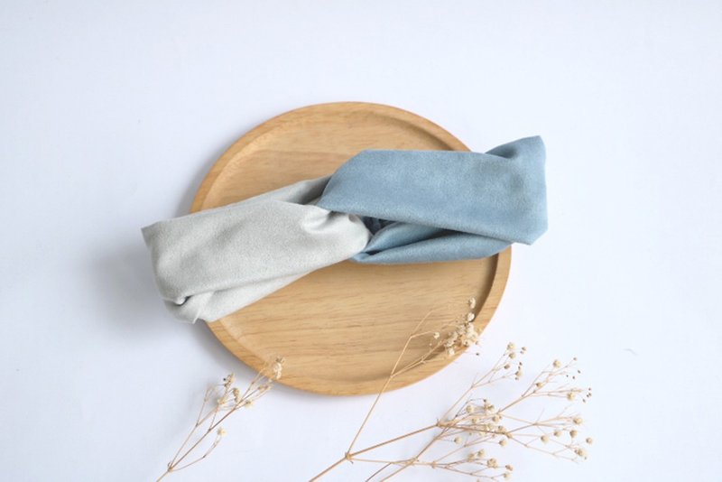 Mary Wil two-tone suede headband-gray/grey blue - Hair Accessories - Cotton & Hemp Blue