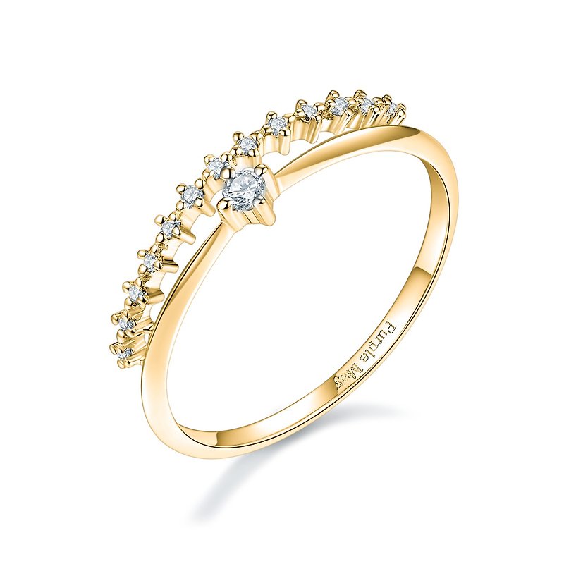 【PurpleMay Jewellery】 18k Yellow Gold Crown Natural Diamond Ring R023 - General Rings - Gemstone Gold