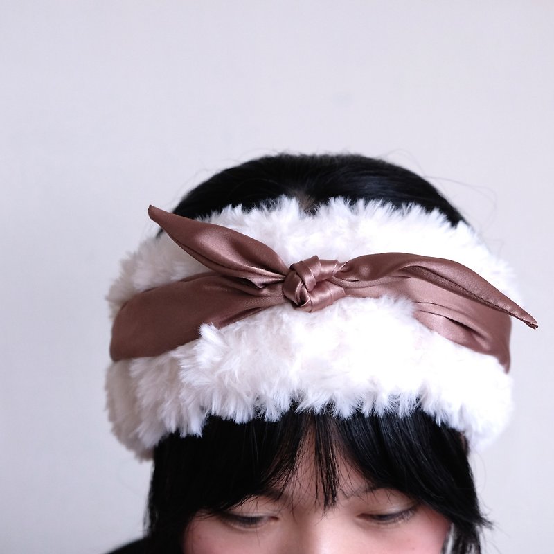 Fuwafuwa hairy warm ear three hair band small white cat - Headbands - Other Materials 