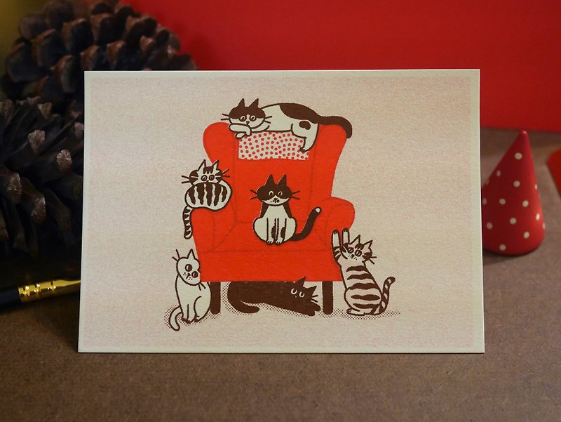 貓沙發 - 卡片/明信片 - 紙 紅色
