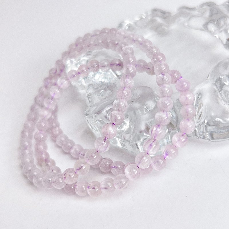 Lithium high-grade 5A brushed transparent body 5mm 3 circles high-quality Zilithium bead bracelet - Necklaces - Crystal Purple