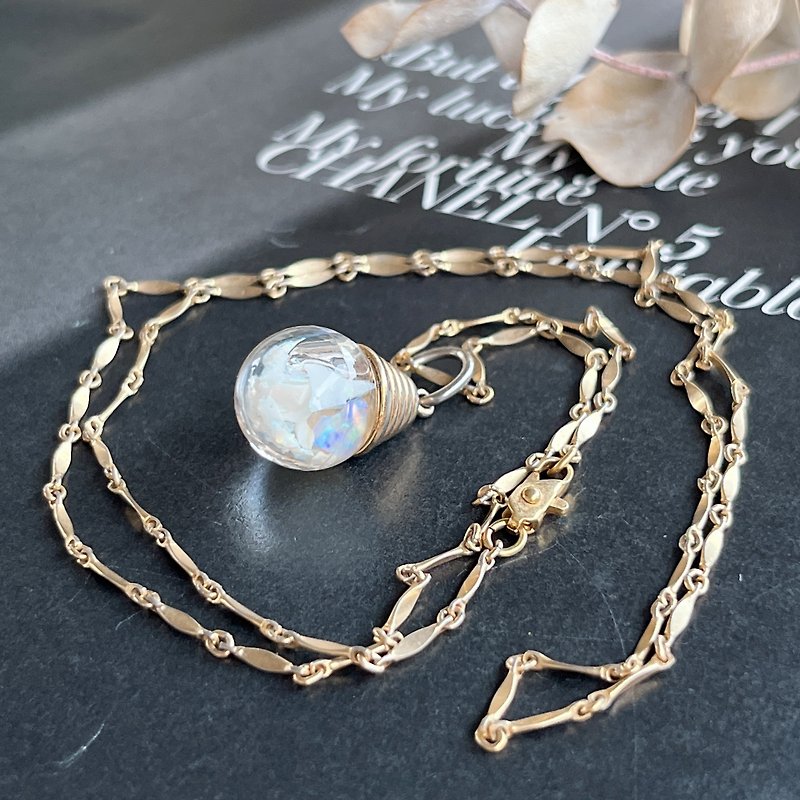 [Floating Snowflake Opal Necklace] Vintage American antique jewelry and old jewelry - สร้อยคอ - โลหะ 