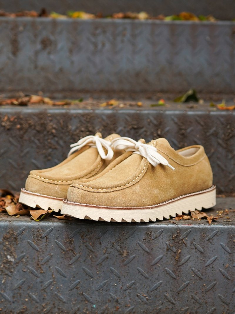 WALLABEE 夏季復古風低幫真皮袋鼠鞋 厚底休閒工裝鞋 - 男休閒鞋 - 其他材質 卡其色