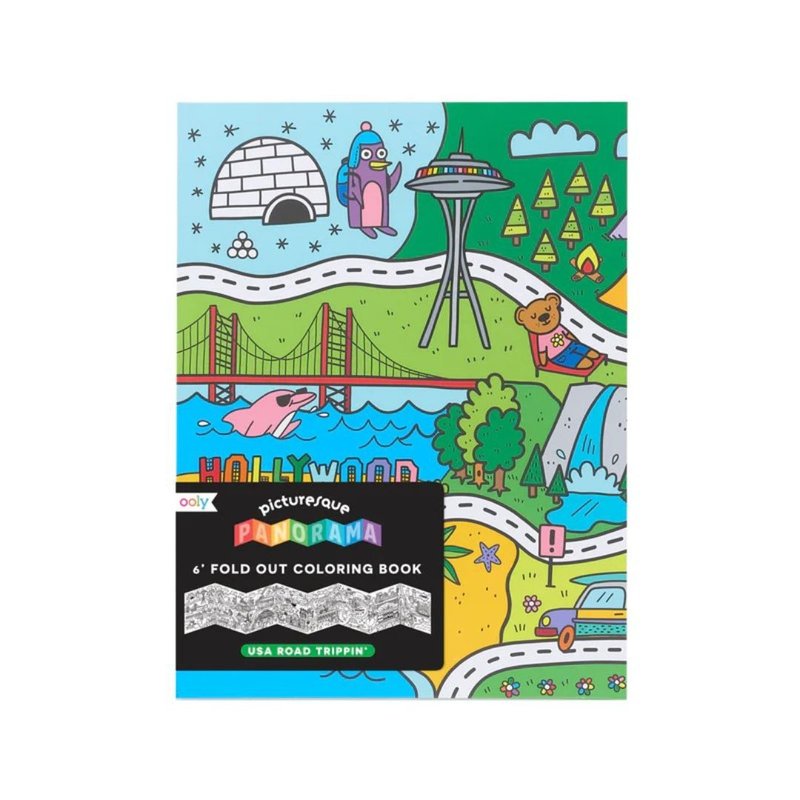 American OOLY Themed Panoramic Coloring Book - American Road Trip | Hardcover Full Frame - Kids' Picture Books - Paper Multicolor