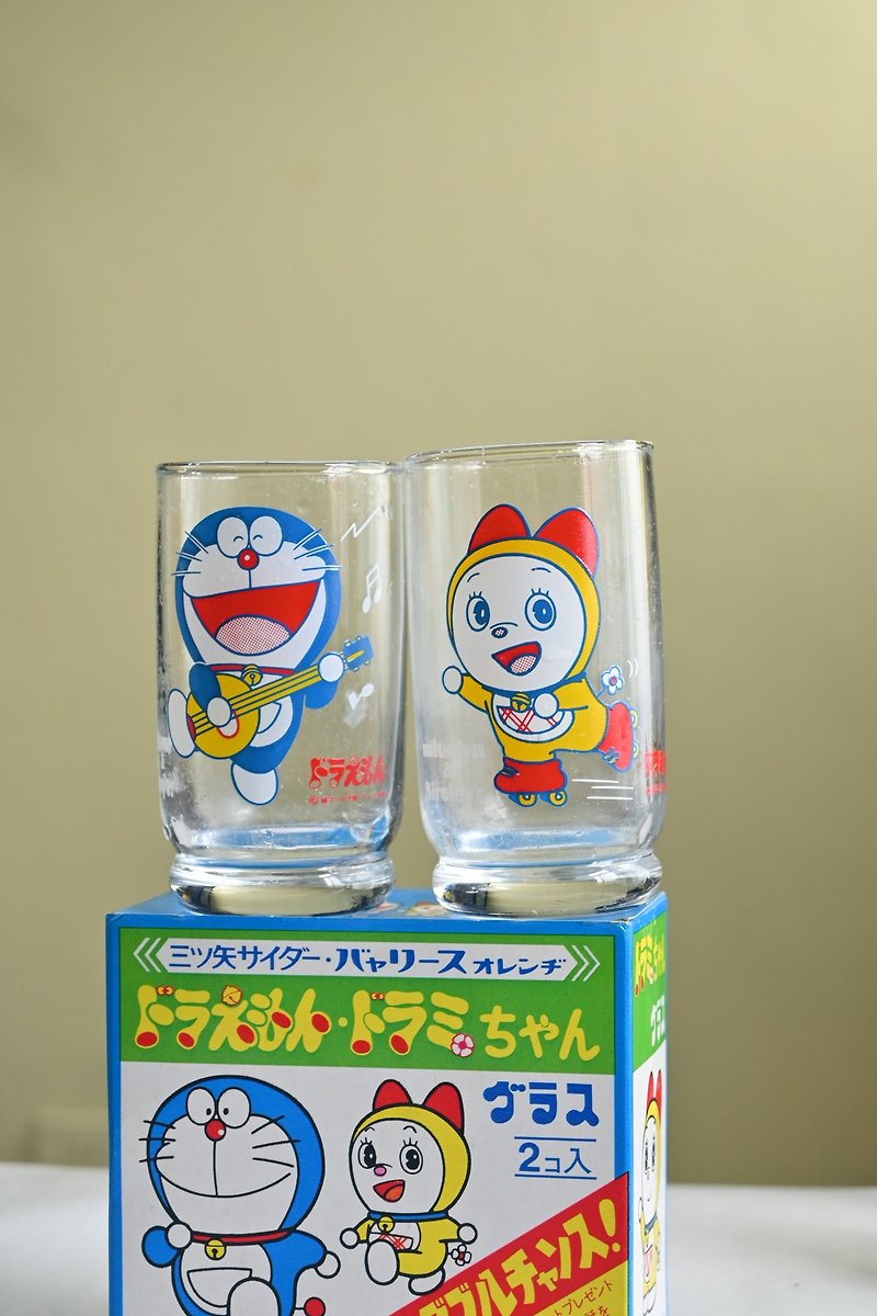Out-of-print 1981s Japanese Dora A Dream glass set - แก้ว - แก้ว หลากหลายสี