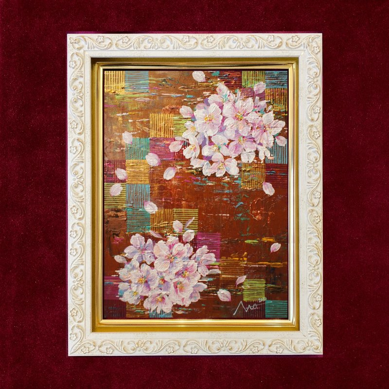 開運藝術 / 日本畫家原創 / 禪意 / 桜花 / 和風插畫 / 收藏藝術 - 海報/掛畫/掛布 - 壓克力 金色