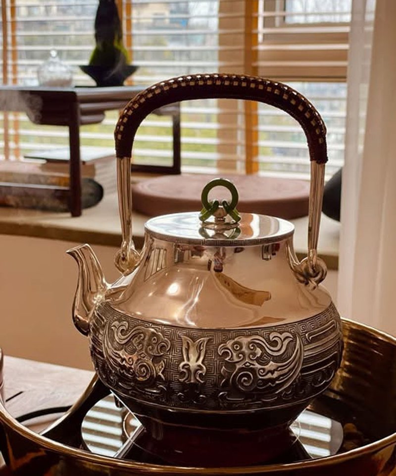 尚幀品大師系列 寸彥同大師手造 夢迴商週一體銀壺 1500cc - 茶壺/茶杯/茶具 - 純銀 