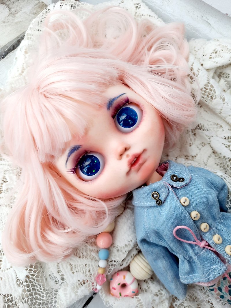 Blythe 娃娃定製粉色頭髮娃娃 Blythe 促銷 Blythe 娃娃帶裝 PDF - 玩偶/公仔 - 其他材質 粉紅色