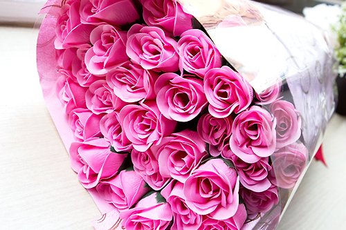 幸福朵朵 婚禮小物 花束禮物 我愛你-可抽取33朵香皂玫瑰花花束(4色可選)