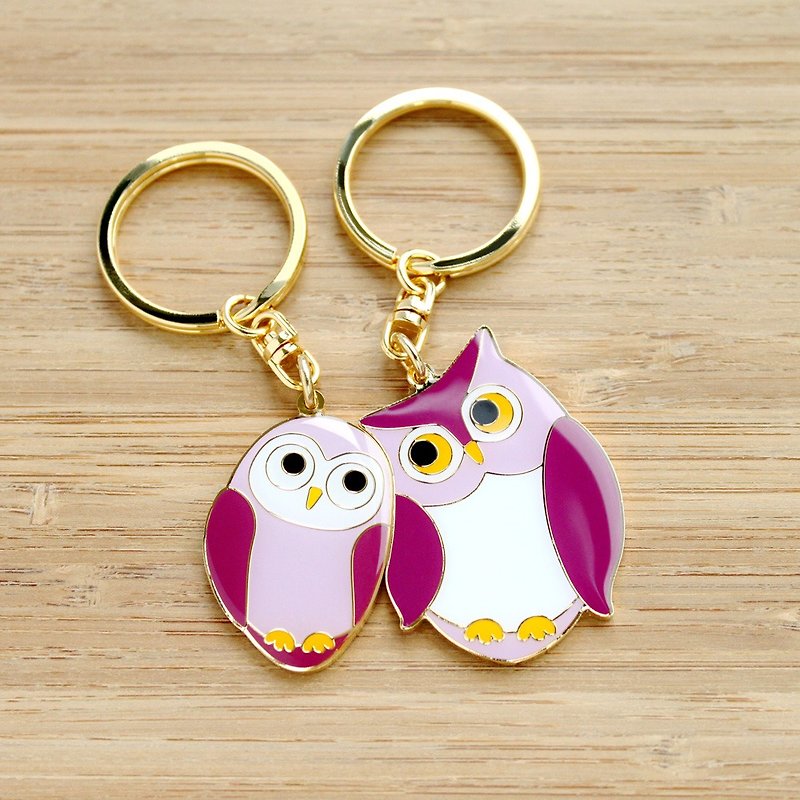 [Customized Gift] Perfect Together Keychain-Owl custom laser engraved text - Keychains - Other Metals Purple