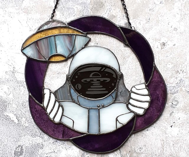 ステンドグラスブラックホール宇宙飛行士ドリームキャッチャー