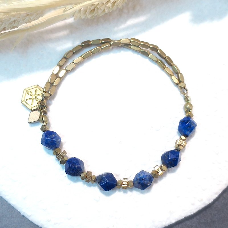 VIIART. Blue sky. Bronze bracelet lapis - สร้อยข้อมือ - เครื่องเพชรพลอย สีน้ำเงิน