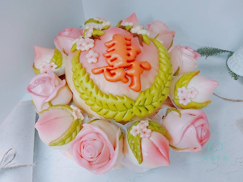 8-inch Fushou Qi Tianzi Mu Shou Peach Cake Steamed Buns for Buddha Worship. The style of the steamed buns can be discussed. - Cake & Desserts - Fresh Ingredients 