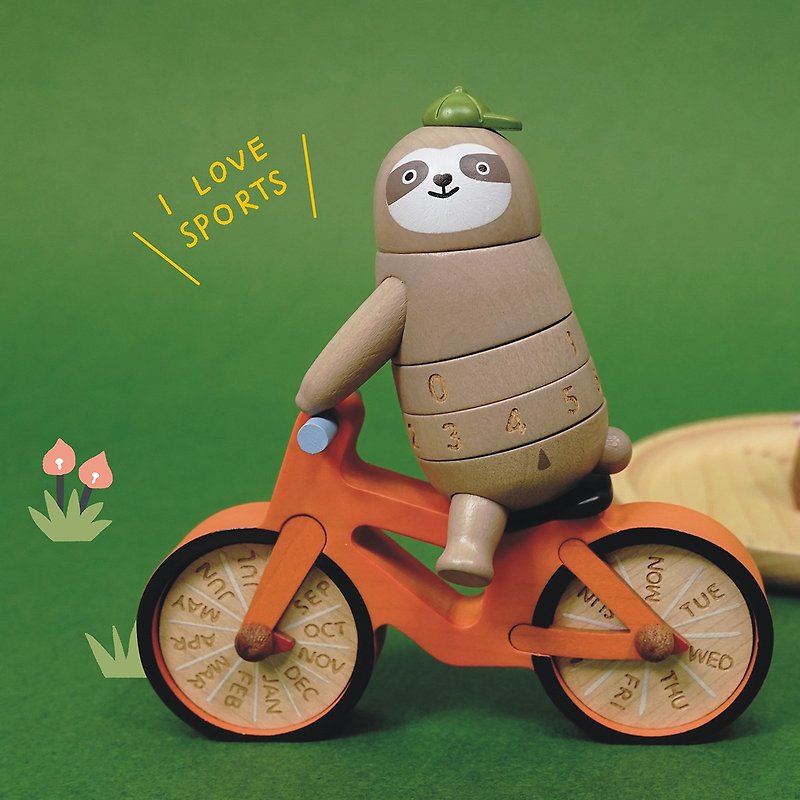 【Sloth Biking】Wooden Calendar | Wooderful life - Calendars - Wood Multicolor