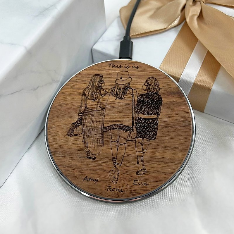 [Made in Hong Kong] Walnut Color Wireless Charger | Anniversary Gift | Graduation Gift - ที่ชาร์จไร้สาย - ไม้ 
